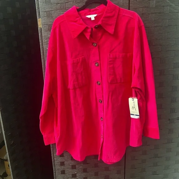 Terra & Sky Vibrant Pink Corduroy Shirt - Picture 1 of 3